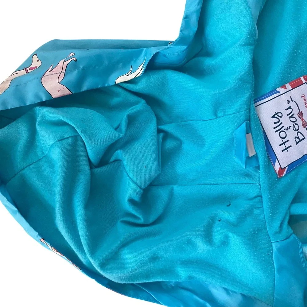 Holly & Beau Kids Color Changing Raincoat Blue Dog Cat Packable Jacket 5-6Y